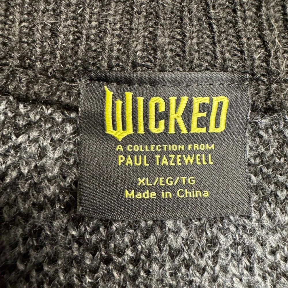 Wicked Paul Tazewell Collection Striped Cardigan‎ XL Black Grey Elphaba Glinda